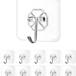 Heavy Duty Adhesive Wall Hooks, Stainless Steel Flower Design, Transparent Base, No Drill Required, 5 Pack, Waterproof Rotating Hangers for Kitchen Bathroom Home Organization-picture-20