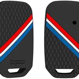 Keyzone® Striped Silicone Key Cover Compatible for Kia Carens Clavis,Seltos, Sonet 2023 4 Button Smart Key.(Black)-picture-21