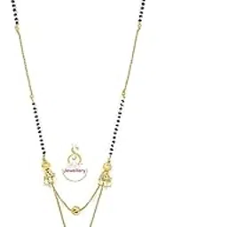 COLOUR OUR DREAMS Gold Plated Mangalsutra Tanmaniya Nallapusalu Necklace Pendant Black Bead Golden Chain For Women and Girls-image-5