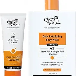 Chemist At Play Exfoliating Face Scrub (100g) + Exfoliating Body Wash (236ml) | With Mandelic Acid, Walnut Beads, Lactic Acid, Salicylic Acid, Vitamin E & Ceramides | For Smooth, Glowing Skin-image-7