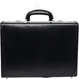 Hifly Leather Briefcase for Men - Unisex - Strap Stitched Around - Hard Briefcase - Office Bag - Leather Accessories - 3 Digit Combo Lock - Leather Suitcase - 15.6" Laptop Briefcase - Luggage - Black-picture-30