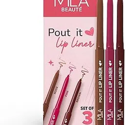 Mila Beauté Pout it Lip Liner Set of 3 I Highly Pigmented, Long Lasting & Non Drying Formula Enriched with Squalene I Smooth and Precise Application | Matte Lip Liner Suitable for Indian Skin Tones-picture-42