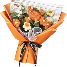 bnf® Crochet Flower Bouquet Spring Ornament Handmade for Party Wedding Women Gift Orange|Home & Garden | Floral D©cor|1 Crochet Flower Bouquet-image-42