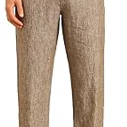 linen club Men's Linen Brown Solid Contemporary Fit Casual Trouser-picture-22