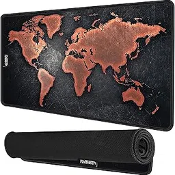 RiaTech Vintage World Map Print Large Mouse Pad Extended Gaming with Stitched Embroidery Edges Mousepad, Non-Slip Rubber Base Desk Mat for Laptop/Computer(Black,600x300x2mm)-picture-14