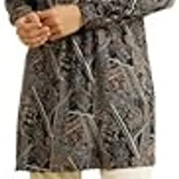 manyavar Men's Spandex Abstract Digital Print Long Kurta (1pc)-picture-10