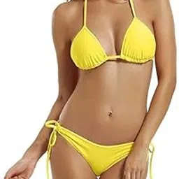 FIRST ATTIRE Women's Lycra Tie Side Bottom Triangle Sexy Bikini Set.-picture-43