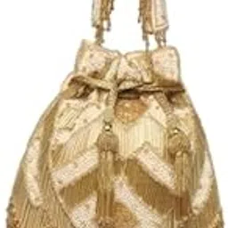 qaida fashion Handcrafted Silk Potli Bag - Traditional Design with Embellishments-picture-38