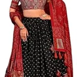 Women's Tussar Silk With Dot & Ikkat Print With foil work Lehenga Cholii Set-picture-11