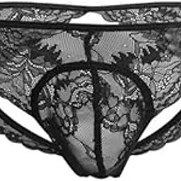 nimra fashion Men's Polyester and Spandex Prime Lace Thong Comfortable Underwear Briefs Underpants Black-picture-15