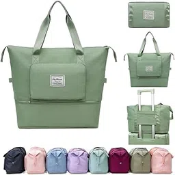 Nylon 41 Liter Expandable Travel Bags for Women, Duffle Bags for Women Luggage, Foldable Vanity Traveling Bag, Waterproof Hand Bag for Ladies Personal Items (Light Green)-image-94