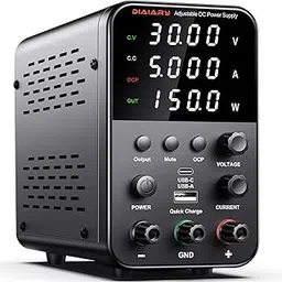 DC Power Supply Variable, 30V 5A Bench Power Supply, Adjustable Swiching Regulated Power Supply with Encoder Knob, 4-Digits Display, 5V 3.6A USB & Type-C Fast Charge, Output Switch-picture-34