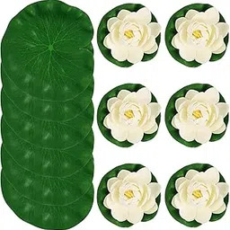 COHEALI Pond Lily Pad Artificial Lotus 12Pcs Floating Lotus Flowers Artificial Lily Pads Pond Landscape Fake Lotus Garden Decor Simulation Plant Floating Pool Decorative Lily Flowers-image-33