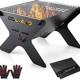 Odoland Camping Fire Pit, Portable Fire Pit for Camping, 2 in 1 Wood Burning Fire pit Grill with Detachable Cooking Grate for Outdoor BBQ, with Carry Bag-image-28