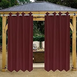 Polyester 300GSM Fabric Waterproof Rain & Sun Blockage Curtains(Wine 4.5 X 10 Feet,Pack of 2) with Top Eyelet with Bottom Back Tab Used for Door,Balcony,Outdoor & Indoor Area-picture-30