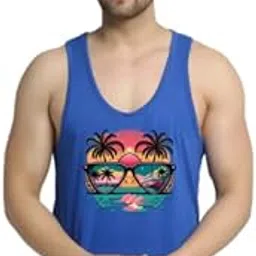 Cotton Mens Beach Tank Tops Casual Sleeveless Graphic Tees Summer Vest Undershirt Sandos for Men Royal Blue-image-70