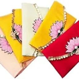 Beautiful indian Traditional Handmade Wallet Clutch with mdf lotus For Wedding Favor, Housewarming Return Gifts, Puja Favors, Gift For Guests Rakhi Gift For Sister-image-1