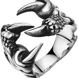 rvm jewels Dragon Claw Ring Adjustable Open Vintage Rings Retro Biker Stainless Steel Oxidised Silver Ring for Men and Women-picture-36