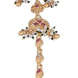 i jewels Gold Plated Traditional Brass Adjustable Haath Phool/Panja Bracelet Embellished with Kundan, Pearls & Meenakari Detailing for Women (PIJ059QG)-picture-22