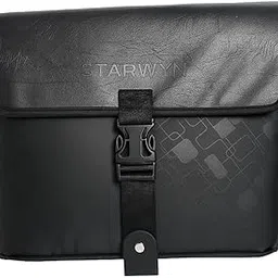 EAZ Starwyn Hawk Universal Saddle Bag Black Leather Rexine with Fitting Clamps, Compatible for All Motorbikes.-picture-10