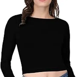 ad2cart A1138 Women's Cotton Boat Neck Crop Top Full Sleeve Readymade Saree Blouse-picture-18
