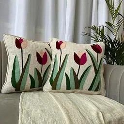 Export House Cotton Cushion Pillow Covers | 18x18 Inch Soft Pillow Case with Hidden Zipper | Embroidered Cushion Cases for Sofa, Bedroom, Livingroom, Chair, Car | Set of 2 Cushion Cover for Home Décor-picture-12