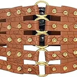 redhorns Elastic Fabric Waist Belt for Women Dresses Elegant Ring Design Stretchy Wide Ladies Belt for Saree Girls Jeans - Free Size (LD66)-picture-34