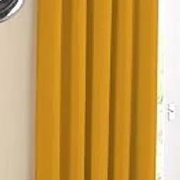 AIRWILL Cotton Plain Yellow Designed Blackout and Room Darkening 5ft Window Curtains Pack of 1 pc. (Solid - Yellow)-picture-22
