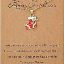 colorful bling Christmas Reindeer Pendant Card Necklace Cute Vintage Christmas Tree Snowman Christmas stockings Alloy Pendant Necklace for Women Men-picture-28