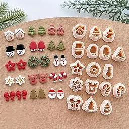 3D ORIGINS Christmas Holiday Polymer Clay Cutters Set for Earring Making, 15mm Size, 17 Festive Designs, Color May Vary-picture-15