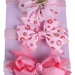 SYGA 3 Pcs Baby Headband, Flower & Bow Stretchable, Nylon HairBand for Newborn Infant Toddlers Kids 0-3 Year (Watermelon red, Free Size)-image-27