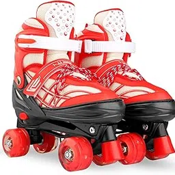 JJ JONEX Unisexyouth Quad 500 Adjustable Roller_Derby_Wheel Led Quad Roller Skates: Ideal for Beginners to Intermediates, Indoor & Outdoor Fun for All Ages (RED, Medium) (MYC)-image-83