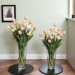 Oasis Pack of 2 Acrylic Unbreakable Classic Flower Vases for Table Centerpiece, Home Decor, Floral Arrangement, Office, Events, Gifting & More - Conical Clear-image-8