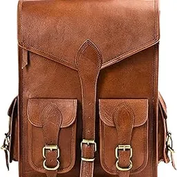 Genuine Leather Backpack for Men, 16-Inch Laptop Bag, Leather Travel Backpack for Women, Vintage Designer Bookbag, Medieval Art Rucksack for College, Work...-image-81
