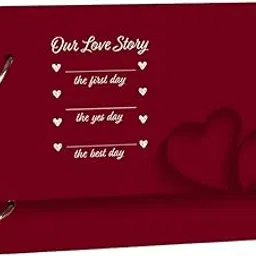 100 Yellow Our Love Story Photo Album For Handmade Scrapbook Gift | 40 A5 Pages | Size : 15.2 Cm X 21.5 Cm |Red-picture-17
