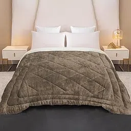 Cloth Fusion Fleece Sherpa Blanket for Winter Single Bed 500GSM,Soft Heavy Winter Quilt Razai for Comfort & Warmth (60X90 Inches, Golden Beige)-picture-12