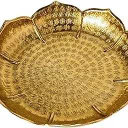 CRAFTY ESSENTIALS Round Designer URLI Decorative Beautiful Handcrafted Bowl for Floating Flowers and Tea Light Candles Home Office and Table Decor Special for Diwali Gift Golden 13Inch-image-60
