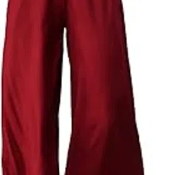 Women’s Pure Cotton Solid Pyjama | Mid-Rise Relaxed Baggy Fit Flared Full-Length Lounge Pant with Elasticated Drawstring Waistband & Side Pocket | Comfortable Casual & Nightwear-image-3