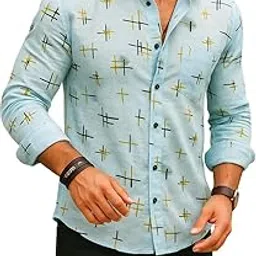 olcheees Men's Polycotton Regular Fit Casual Shirt | Stylish | Printed | Solid | Full Sleeve | Trendy-picture-41