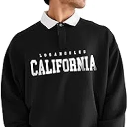 jump cuts Mens Printed Polo Neck Full Sleeve Black Cottonblend T-Shirt-picture-23