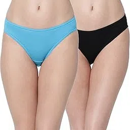 foverós Women Cotton Mid Waist Bikini Cut Full Coverage Panties, Pack of 2-picture-22