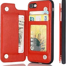 Anrek iPhone SE 2nd Generation, iPhone 7 / iPhone 8 Case, Notebook Type, Wallet Type, Waterproof, Shock Absorption, Lightweight, Multi-functional, Drop Protection, Notebook Type Case (Red) Apple iPhone 7/8/2020 Premium PU Leather, Magnetic Adhesion, One Hand Operation Back, IC Card Storage, Horizontal Position Case, Red-picture-60