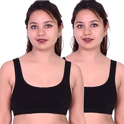 glowbody Women's Cotton Non Padded Wire Free Sports Bra (Pack of 2)-picture-51