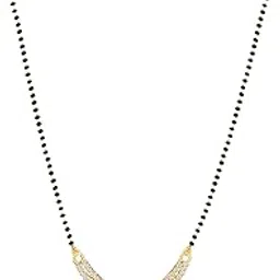 meenaz American Diamond Mangalsutra for women stylish 1gm gold mangal sutra short AD CZ Pendant Necklace design jewellery for women nallapusalu chains one gram 18 inch black beads chain golden -14-picture-10