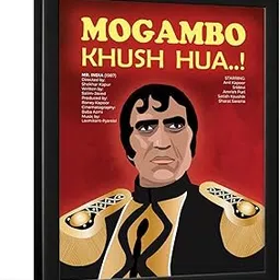Chaka Chaundh - MOGAMBO KHUSH HUA - Mr. India, Amrish Puri framed Poster - Bollywood Hindi cinema Dialogue Movies Poster - (14 X 11 Inches)-picture-40