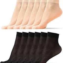 ha wa HAOWA 12 Pack Women's Nylon Socks Ankle High Sheer Pantyhose-picture-28