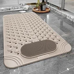 LESIGE Shower Mat Non Slip - Bath Mat with a Drain Hole and Suction Cups to Keep Floor Clean, Shower Foot Scrubber Massage Mat (Beige)-picture-25