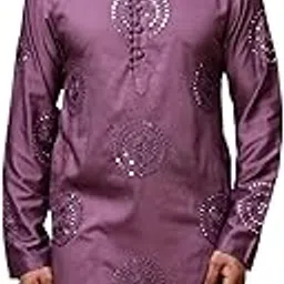 vardha Men's Silk Blend Geometric Regular Wine Mirror Embroidered Kurta-picture-55