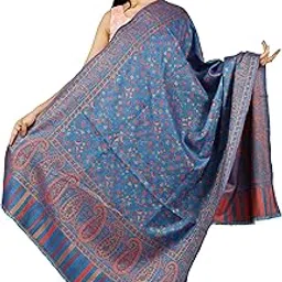 fusfus Women's weaving Woolen Shawl (FS055,Blue,Free Size)-picture-53