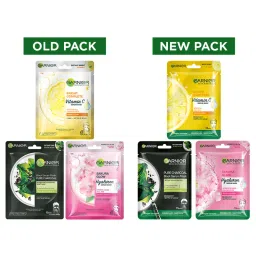Garnier Skin Naturals Pack of 3 Face Serum Sheet Mask - Bright Complete + Charcoal + Sakura image 2